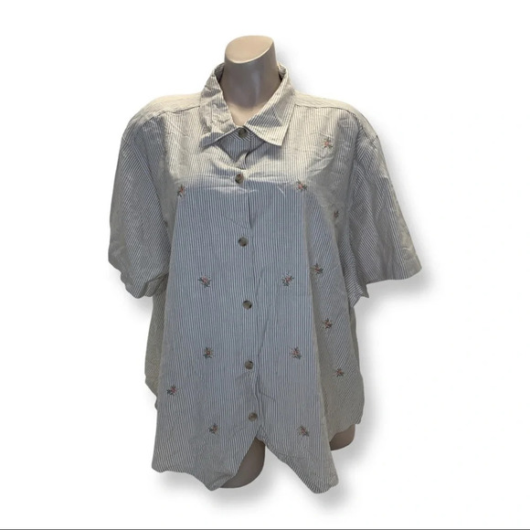 At Last & Co. Striped Button Shirt a size 22/24 New Without Tags - Picture 1 of 7